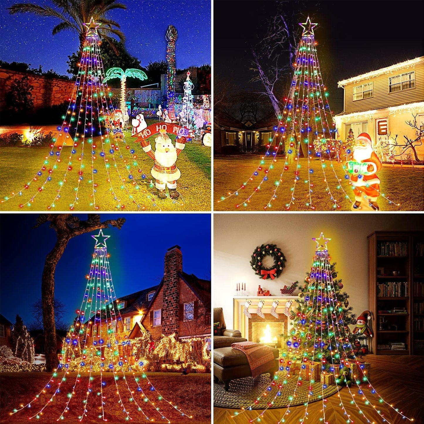 Luces De Cadena LED Copa Arbol Estrella Decoracion Para La Casa Exterior Navidad