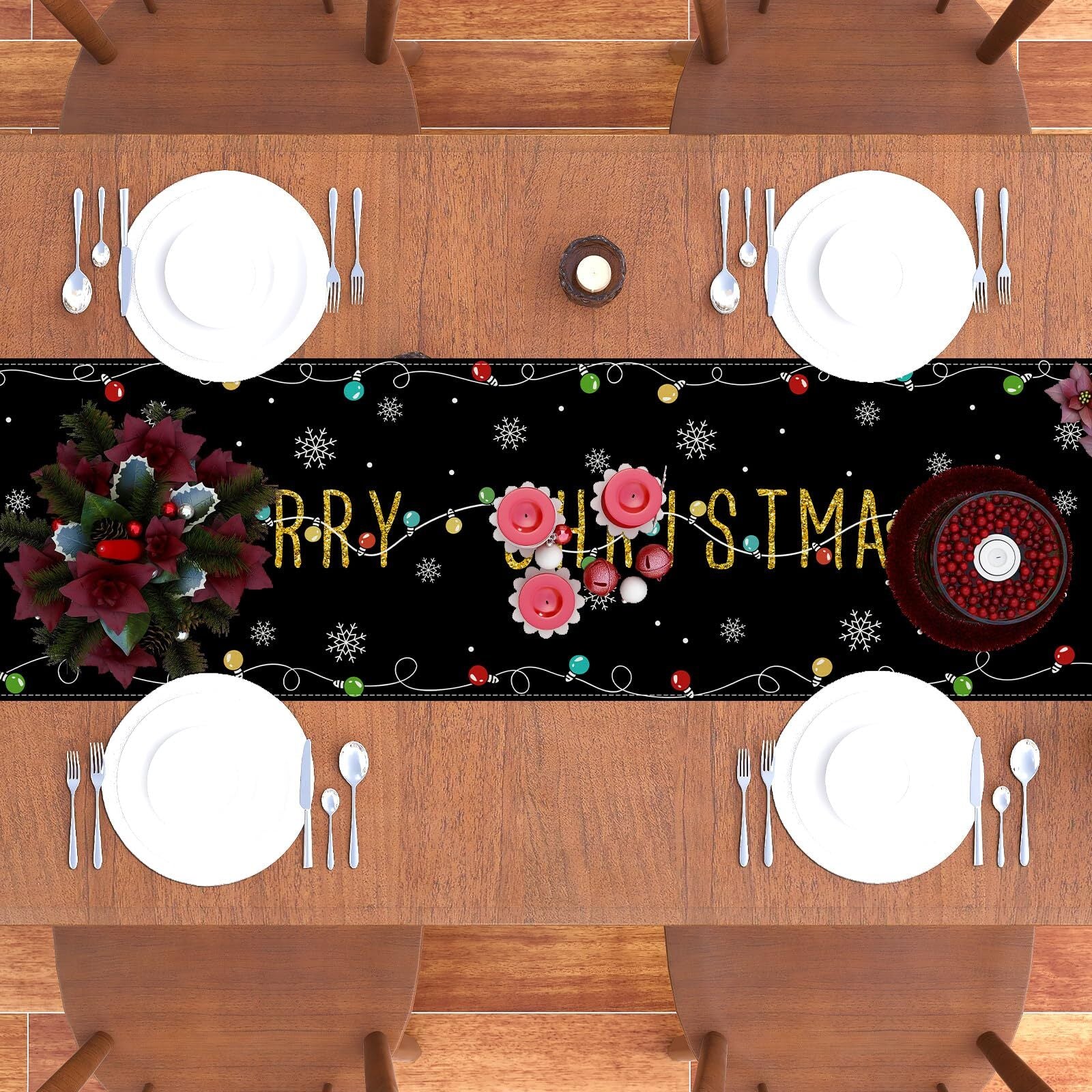 Linen Nightmare before Christmas Jack Skellington Table Runner Merry Christma...