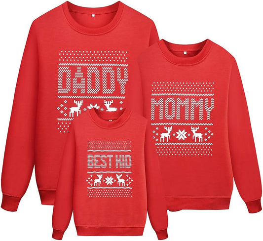 Reindeer Christmas Family Matching Sweatshirts Long Sleeve Christmas Top