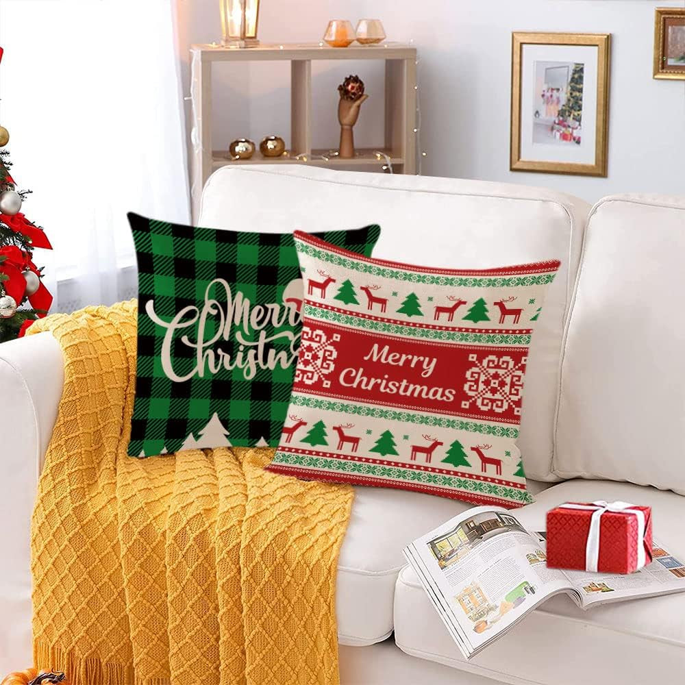 Fundas De Almohada Navideñas Navidenas De 18 X 18 Juego 4 Almohadas Decorativas