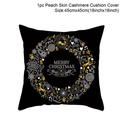 Merry Christmas Cushion Cover Ornaments Christmas Decoration for Home Cristmas Decor Noel Navidad New Year Gift 2023 Xmas Natal