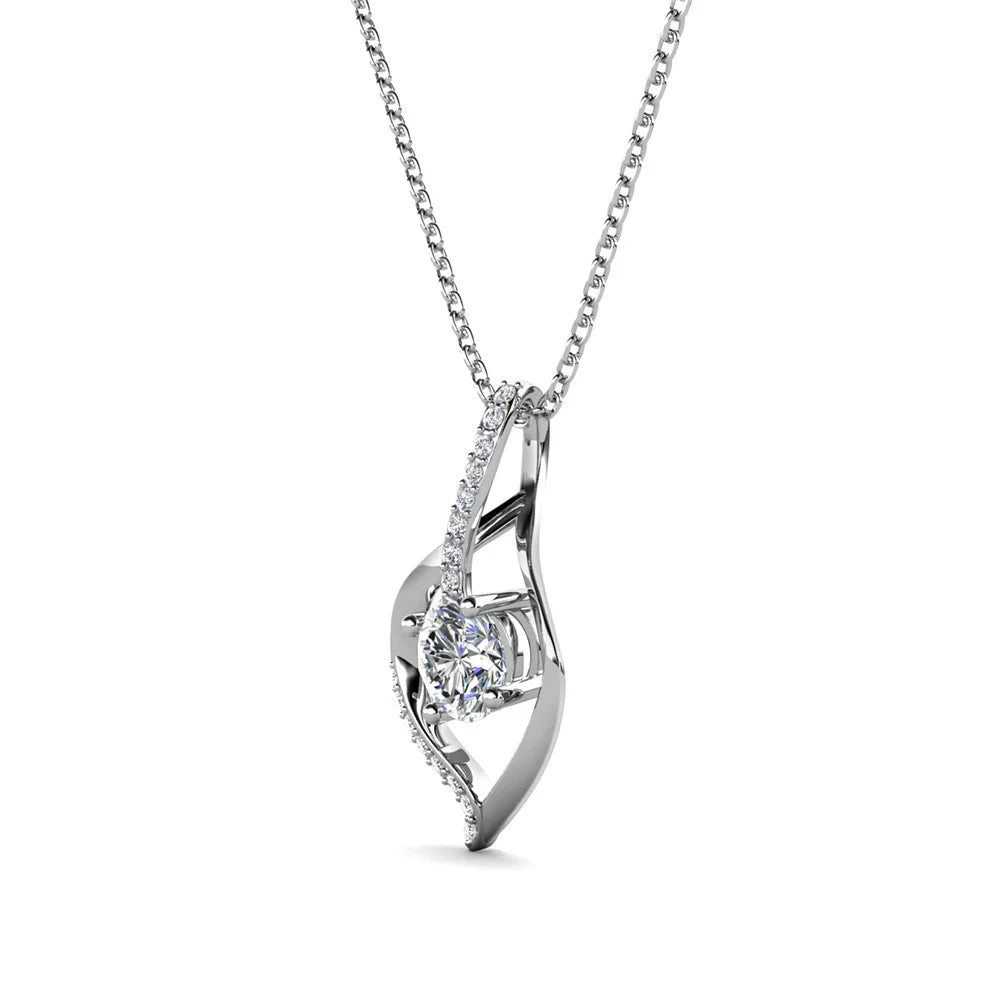 Sabrina 18K White Gold Plated Pendant Necklace with Swarovski Crystals Gift for Women