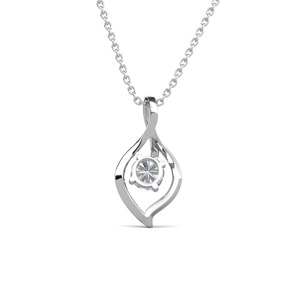 Sabrina 18K White Gold Plated Pendant Necklace with Swarovski Crystals Gift for Women