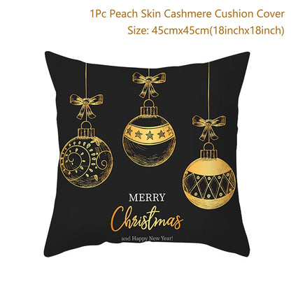 Merry Christmas Cushion Cover Ornaments Christmas Decoration for Home Cristmas Decor Noel Navidad New Year Gift 2023 Xmas Natal