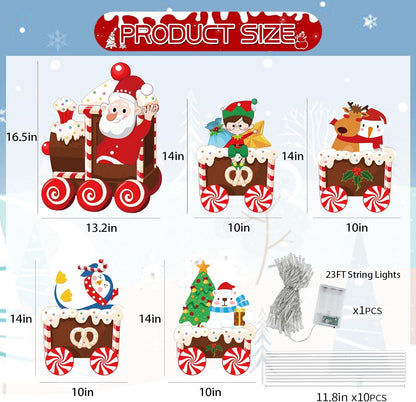 Letreros De Navidad Para Patio Con Luces LED Arbol De Navidad Papa Noel Elfo