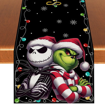 Linen Nightmare before Christmas Jack Skellington Table Runner Merry Christma...