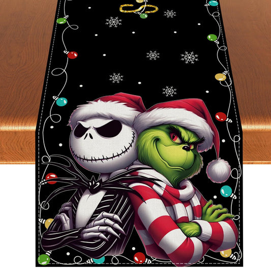 Linen Nightmare before Christmas Jack Skellington Table Runner Merry Christma...