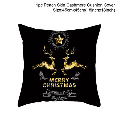 Merry Christmas Cushion Cover Ornaments Christmas Decoration for Home Cristmas Decor Noel Navidad New Year Gift 2023 Xmas Natal