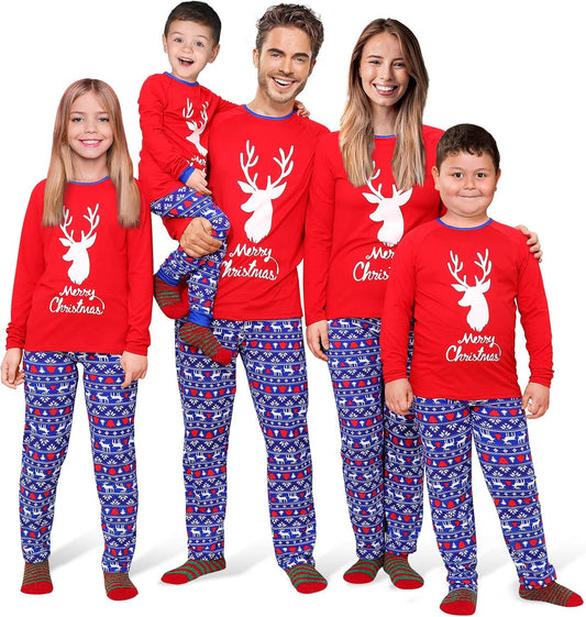 with Christmas Socks Family Christmas Pajamas Matching Sets Xmas Pjs for Women Adult Men,Reindeer Kid 90(4T)