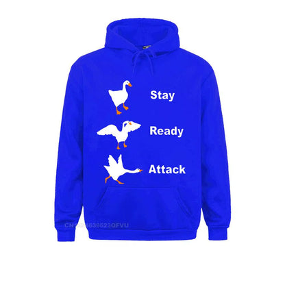 Stay Ready Attack Goose Men Men'S Funny Harajuku Men Untitled Goose Game Pullover Hoodie Camisas Happy New Year Clothing Shirt