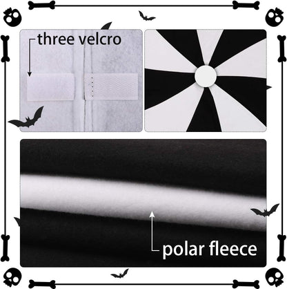 Christmas Halloween Tree Skirt, 48" Large Black and White Lollipop Xmas Tree Rug Mat for 7.5Ft Tree, Black Christmas Decorations Ornaments, Xmas Holiday Party Decor