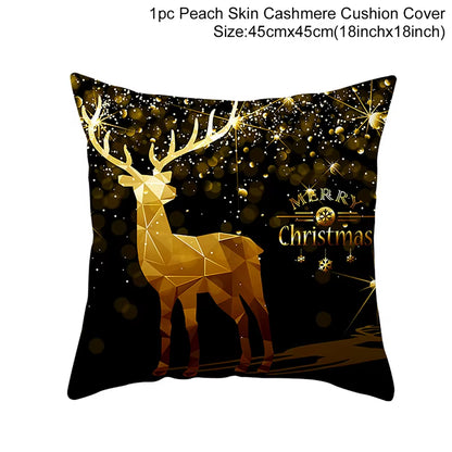 Merry Christmas Cushion Cover Ornaments Christmas Decoration for Home Cristmas Decor Noel Navidad New Year Gift 2023 Xmas Natal