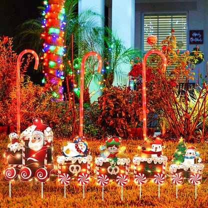 Letreros De Navidad Para Patio Con Luces LED Arbol De Navidad Papa Noel Elfo