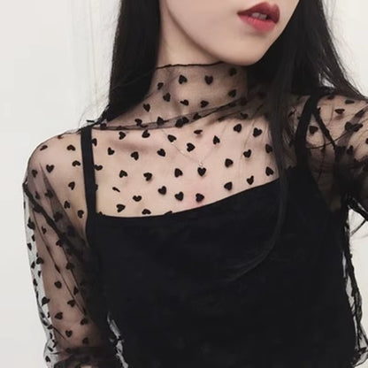 Women Sexy Harajuku Mesh Tops Net See through T Shirt Transparent Undershirt Star Base Top Camisas Femininas Clubwear