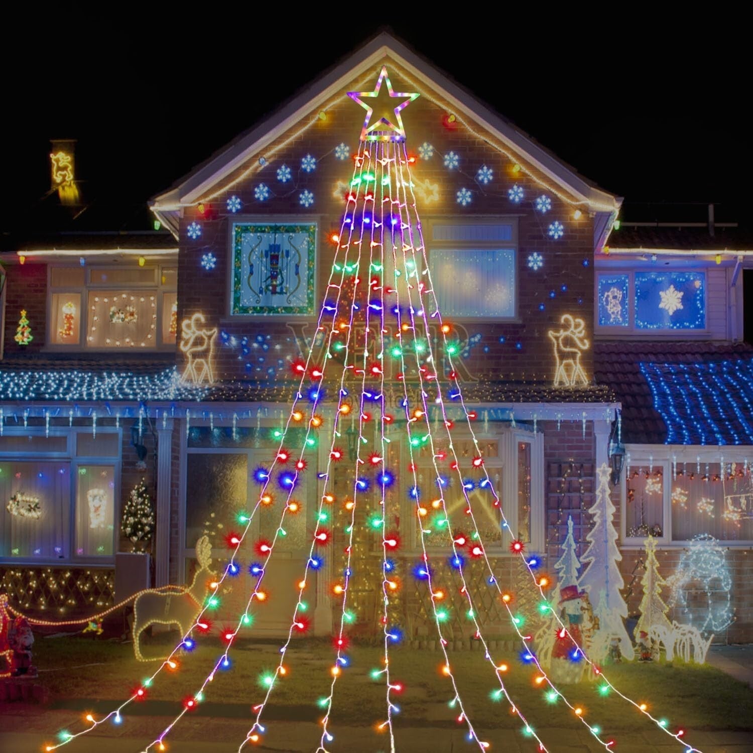 Luces De Cadena LED Copa Arbol Estrella Decoracion Para La Casa Exterior Navidad