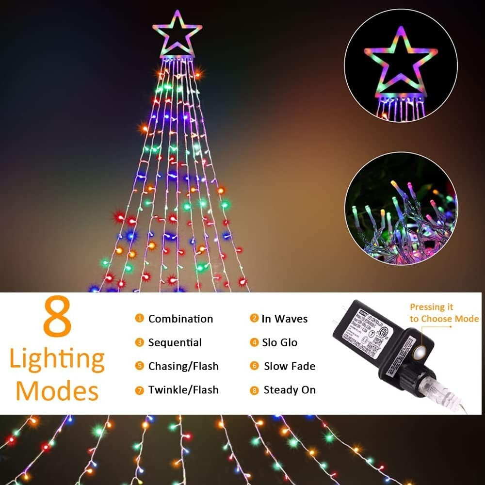 Luces De Cadena LED Copa Arbol Estrella Decoracion Para La Casa Exterior Navidad