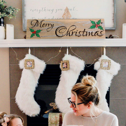 Feliz Navidad - Christmas Engraved Sign on Reclaimed Wood (Weathered, Feliz Navidad)