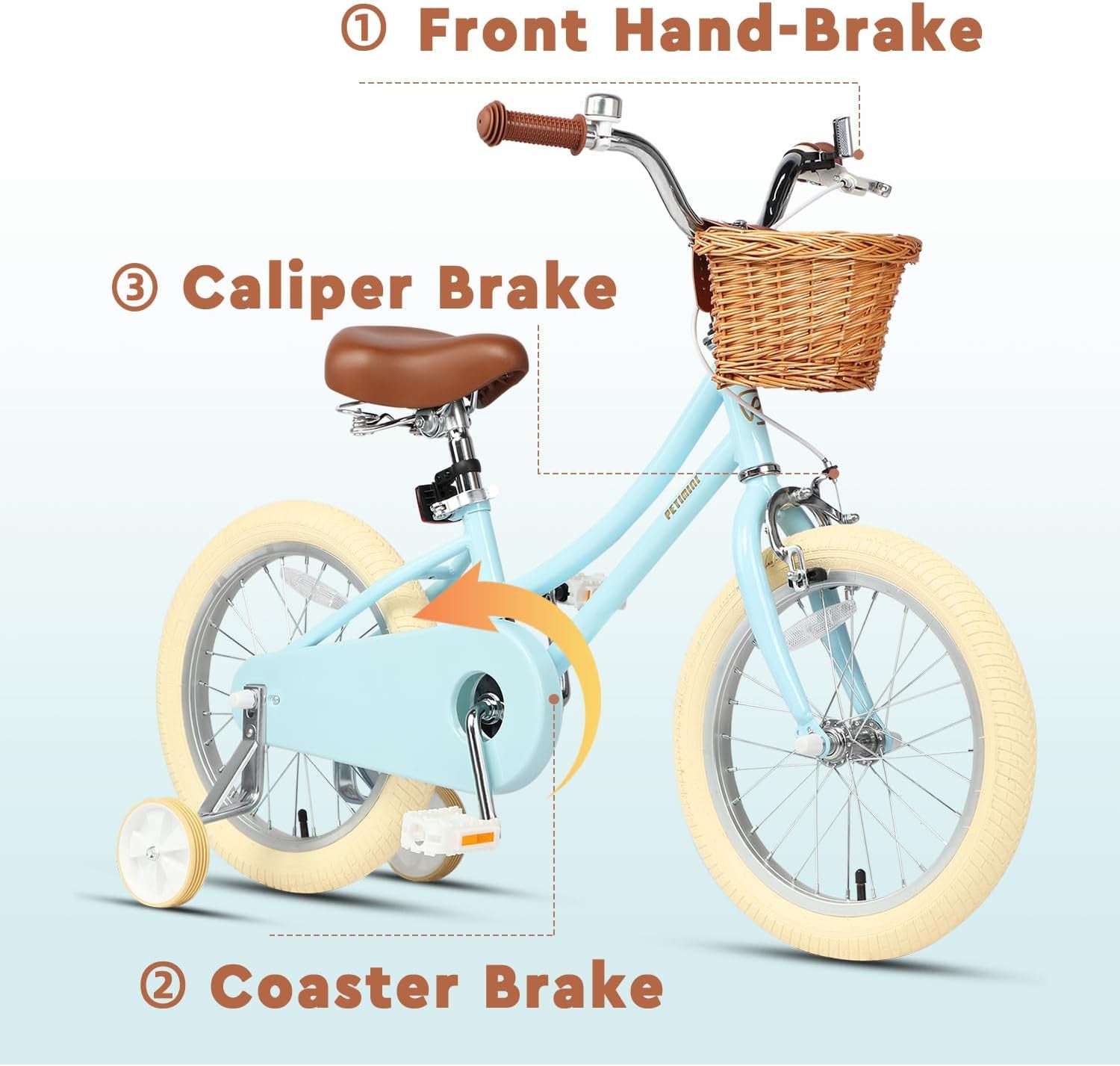 Girls Bike with Basket for 2-12 Years Old Kids, 12 14 16 18 20 Inch Bicycle with Bell Training Wheels, Multiple Colors