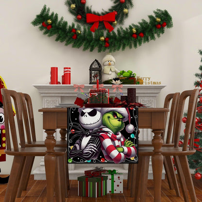 Linen Nightmare before Christmas Jack Skellington Table Runner Merry Christma...